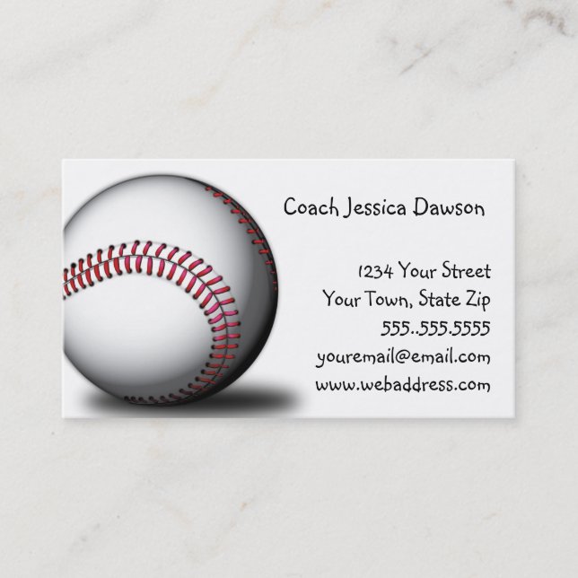 Tarjetas de visita para el béisbol Softbol (Anverso)