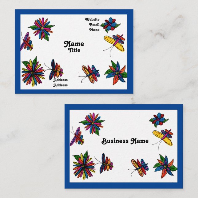 Tarjetas de visita para el jardín de mariposa (Anverso / Reverso)