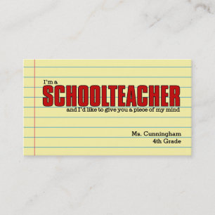 Tarjetas de visita para el profesor de colegio hum