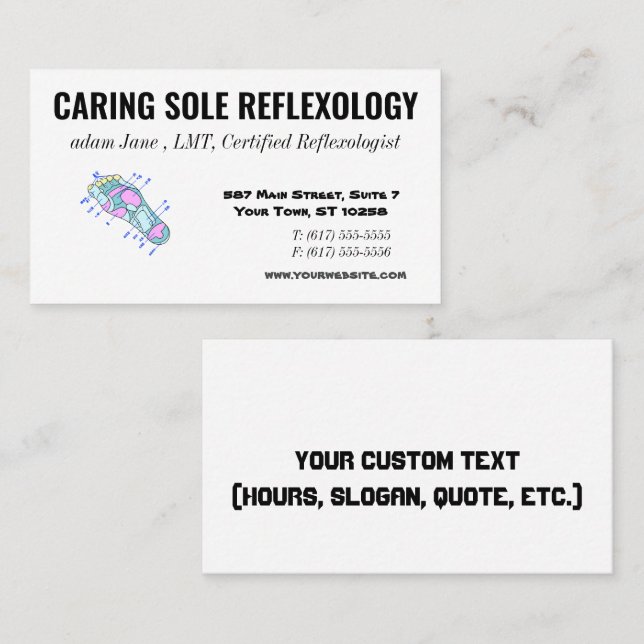 Tarjetas de visita para el Reflexólogo de Reflexol (Anverso / Reverso)