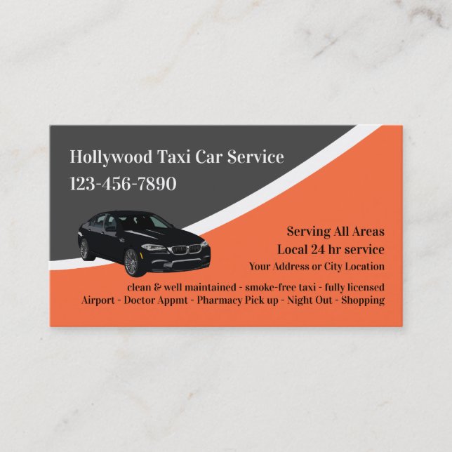 Tarjetas de visita para el servicio de taxi de luj (Anverso)