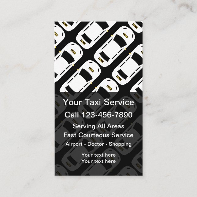 Tarjetas de visita para el servicio de taxista mod (Anverso)