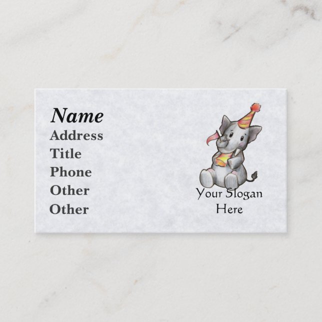 Tarjetas de visita para elefantes fiestas (Anverso)