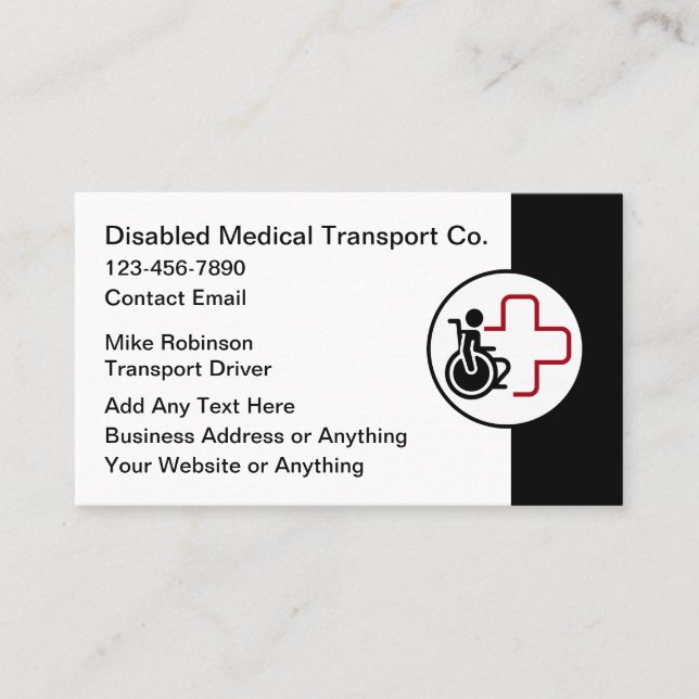 Tarjetas de visita para empresas de transporte méd (Anverso)