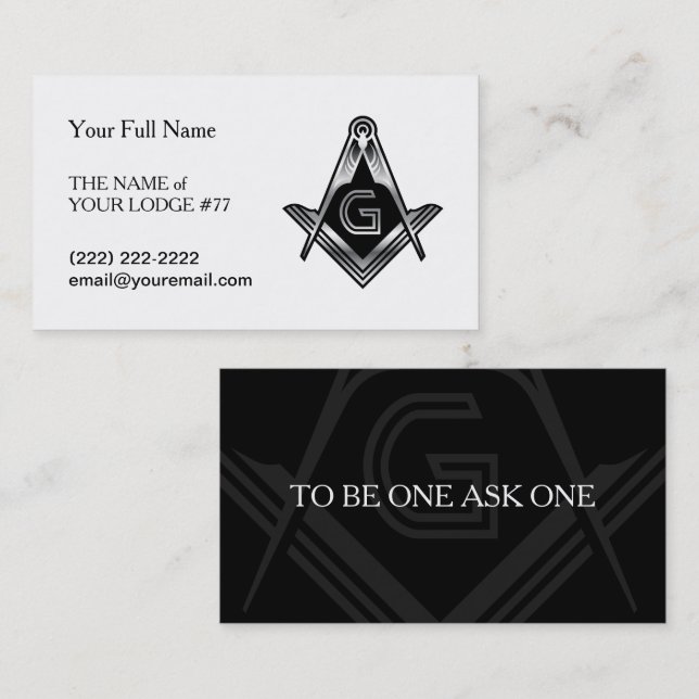 Tarjetas de visita para empresas masónicas Black & (Anverso / Reverso)