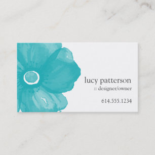 Tarjetas de visita para Flores de color azul turqu