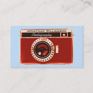 Tarjetas de visita para fotografía con cámara roja