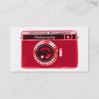 Tarjetas de visita para fotografía con cámara roja