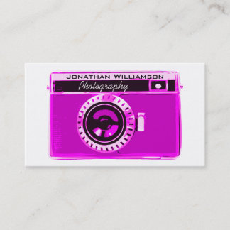 Tarjetas de visita para fotografía con cámara rosa