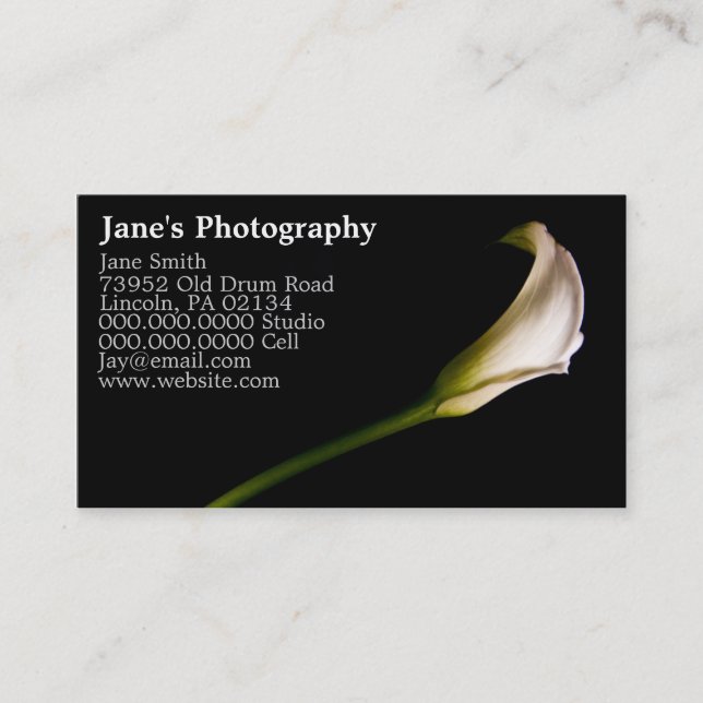 Tarjetas de visita para fotografía personalizado (Anverso)
