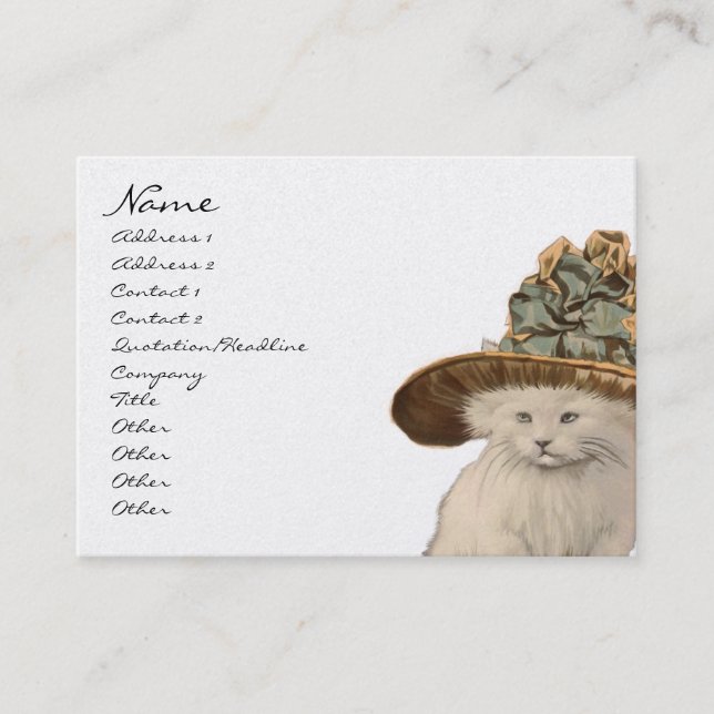 Tarjetas de visita para gatos Kitty de la moda Div (Anverso)