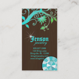 Tarjetas de visita para joyas Flores Cristal Azul 