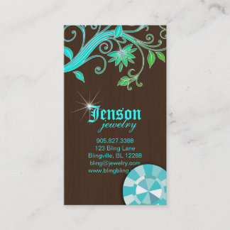 Tarjetas de visita para joyas Flores Cristal Azul