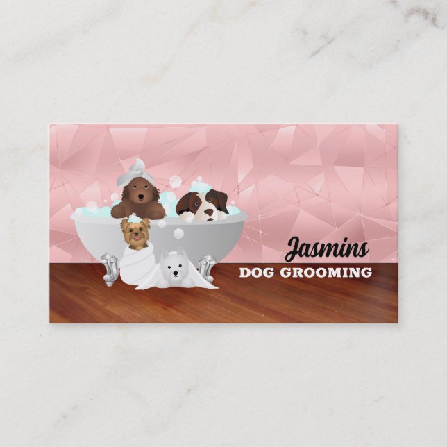 Tarjetas de visita para la bañera de Rosa de perro (Anverso)