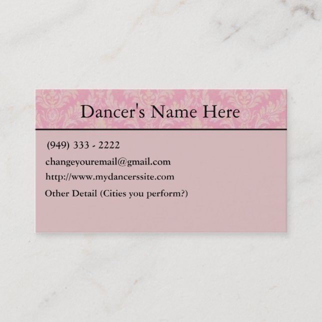 Tarjetas de visita para los bailarines (Anverso)