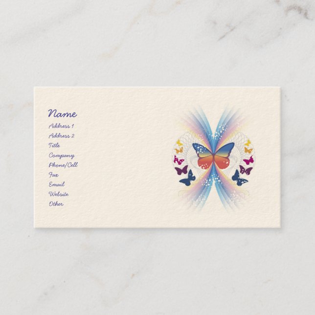 Tarjetas de visita para mariposa mística (Anverso)