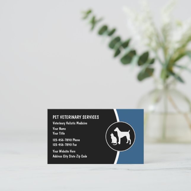 Tarjetas de visita para Mascotas modernos y veteri (Anverso de pie)
