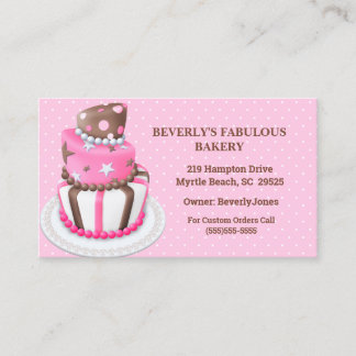 Tarjetas de visita para panadería de pasteles rosa