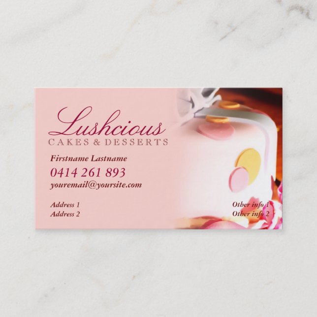 Tarjetas de visita para pasteles de lujo (Anverso)