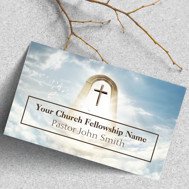 Tarjetas de visita para pastores de la Iglesia de  (Heavenly Arch Gold Church Pastor Business Cards)