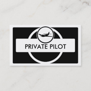 Tarjetas de visita para piloto blanco negro de avi