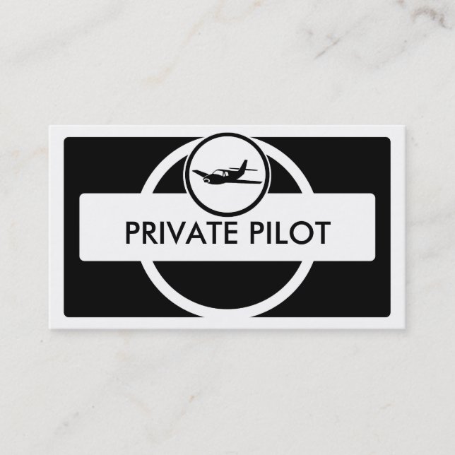 Tarjetas de visita para piloto blanco negro de avi (Anverso)