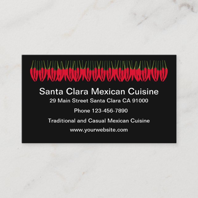 Tarjetas de visita para restaurantes de cocina mex (Anverso)