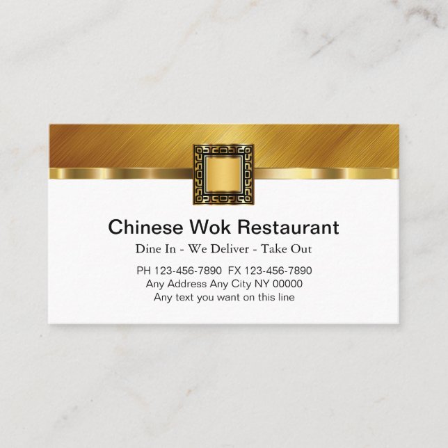 Tarjetas de visita para restaurantes de comida chi (Anverso)