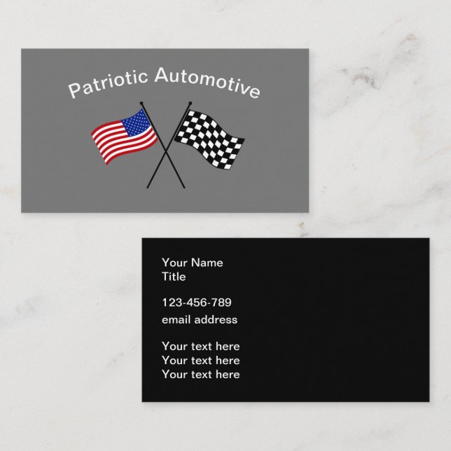 Tarjetas de visita para temas de automoción patrió (Anverso / Reverso)