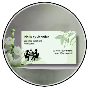 Tarjetas de visita para temas de manicura de uñas