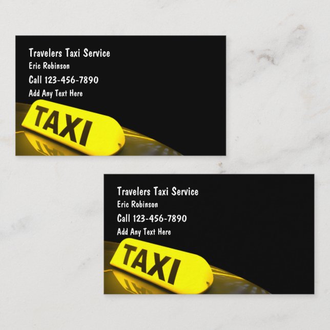 Tarjetas de visita para transporte ligero en taxi (Anverso / Reverso)