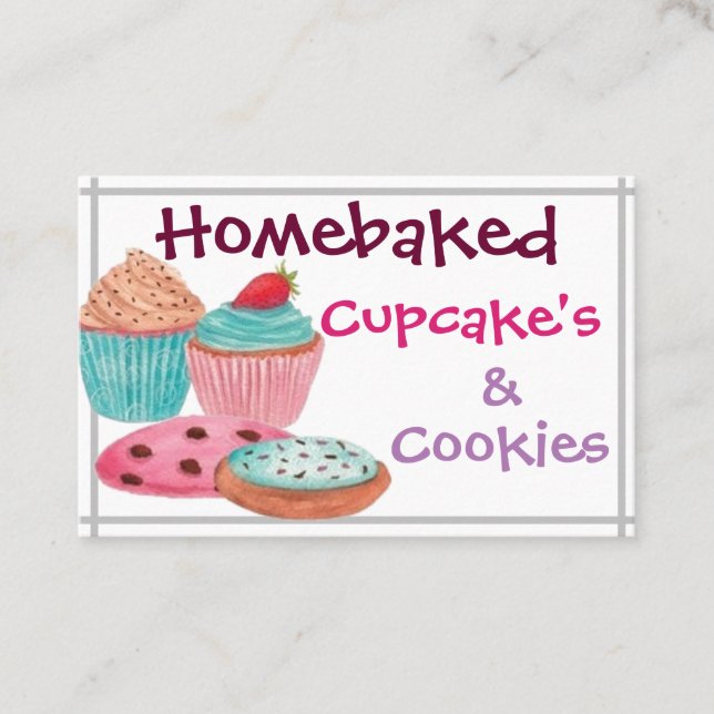 Tarjetas de visita - Pasteles caseros y cookies 2 (Anverso)