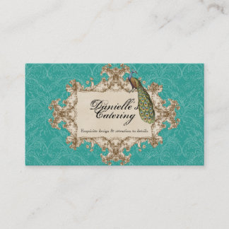 Tarjetas de visita - pavo real verde azulado y