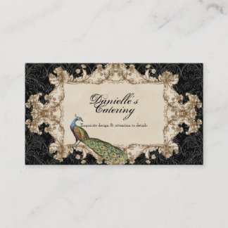 Tarjetas de visita - pavo real y aguafuertes
