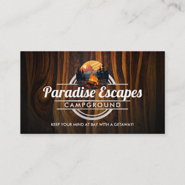 Tarjetas de visita personalizable Campground (Anverso)