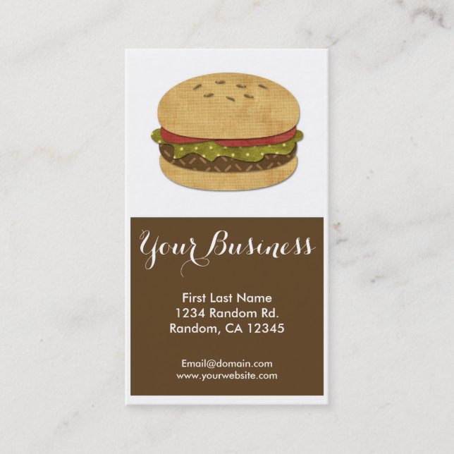 Tarjetas de visita personalizable Hamburger (Anverso)