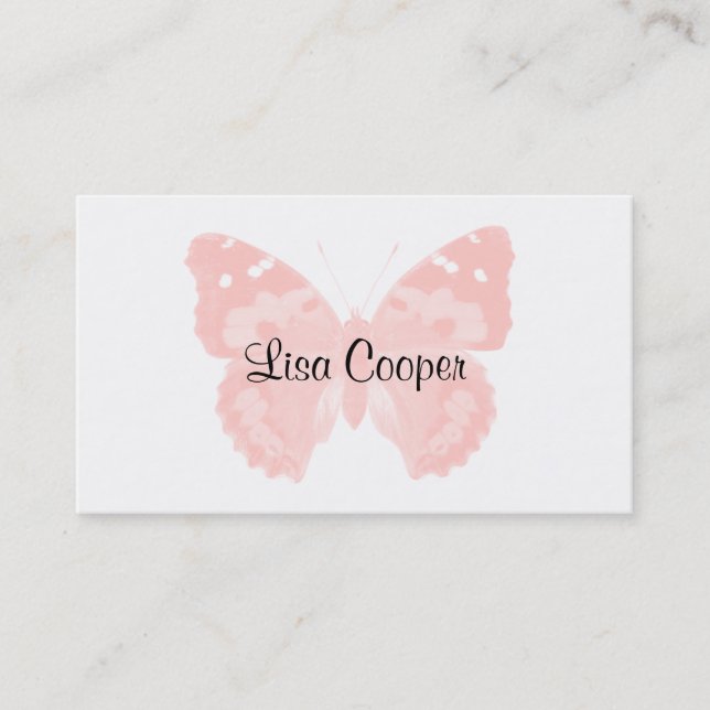 Tarjetas de visita personalizadas mariposa rosada (Anverso)