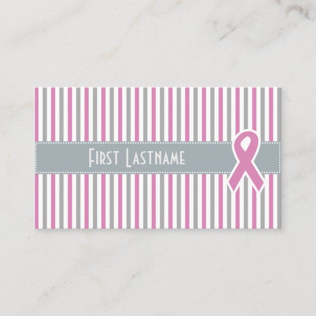Tarjetas de visita personalizado de rayas rosadas  (Anverso)