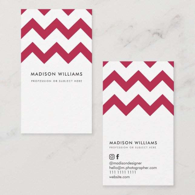 Tarjetas de visita personalizado Diseño Zigzag mín (Anverso / Reverso)