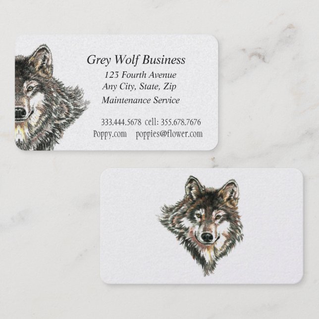 Tarjetas de visita Personalizado Gray Wolf (Anverso / Reverso)