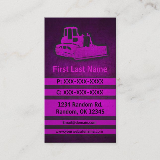 Tarjetas de visita personalizado grunge rosa bulld (Anverso)