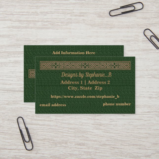 Tarjetas de visita - personalizar - nudo céltico (Anverso/Reverso In Situ)