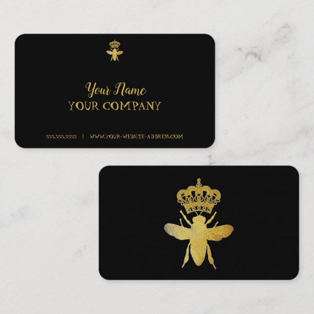 Tarjetas de visita Personalizar REINA BEE NEGRO Y  (Anverso / Reverso)