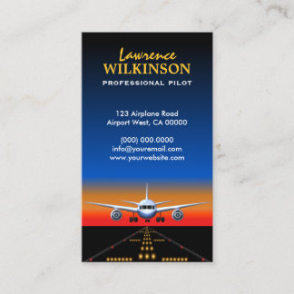 Tarjetas de visita piloto profesional para vuelos