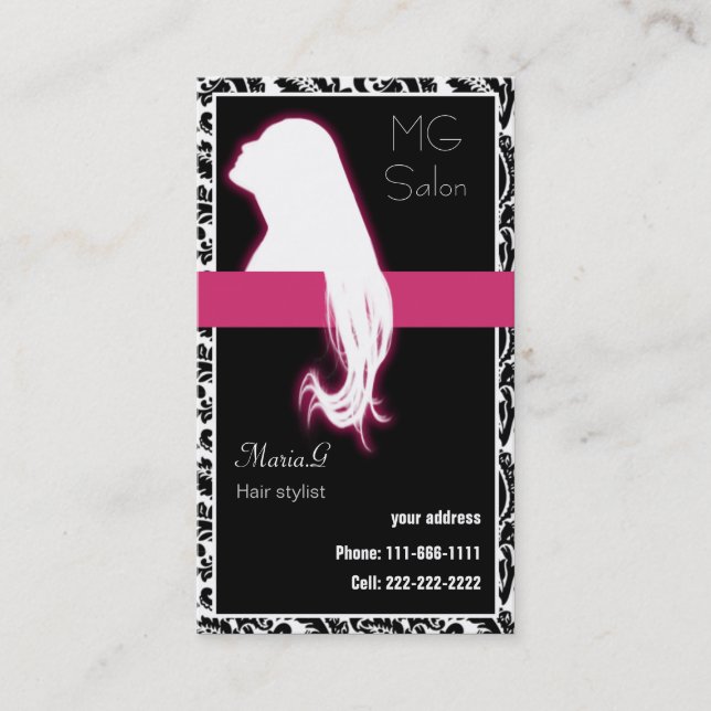 Tarjetas de visita Pink Salon (Anverso)
