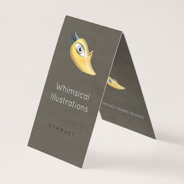 Tarjetas de visita plegadas de pájaro amarillo (Reverso)