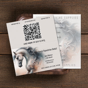 Tarjetas de visita plegadas del código QR ecuestre