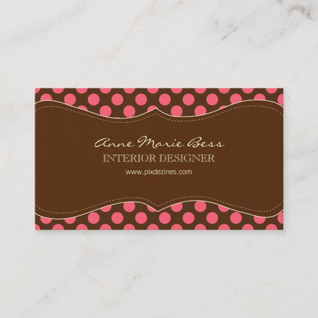 Tarjetas de visita Polka Dots Raspberry Chocolate (Anverso)
