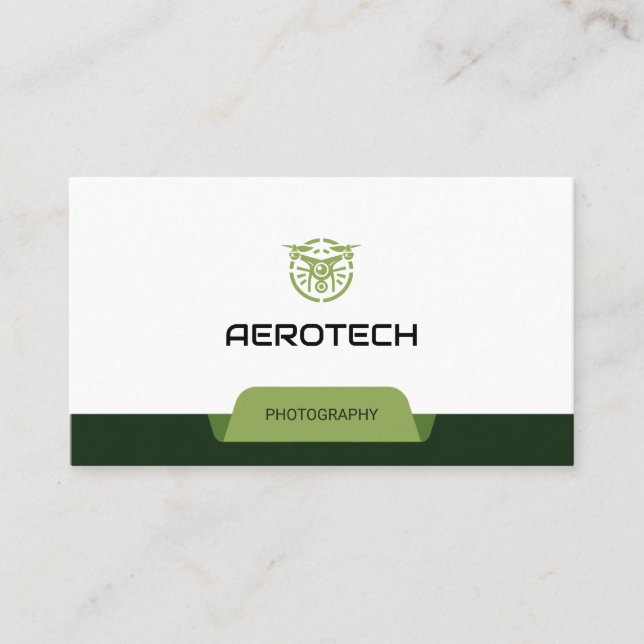 Tarjetas de visita por drones Green White Modern (Anverso)