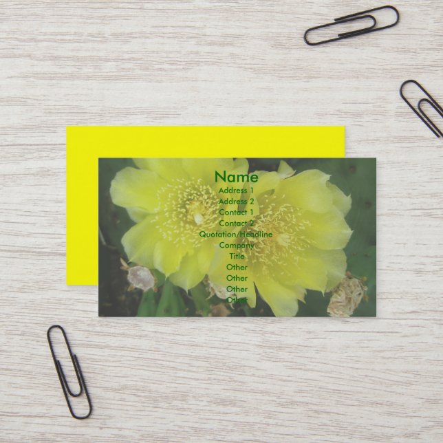 Tarjetas de visita Pricky Pear Blosoms (Anverso/Reverso In Situ)